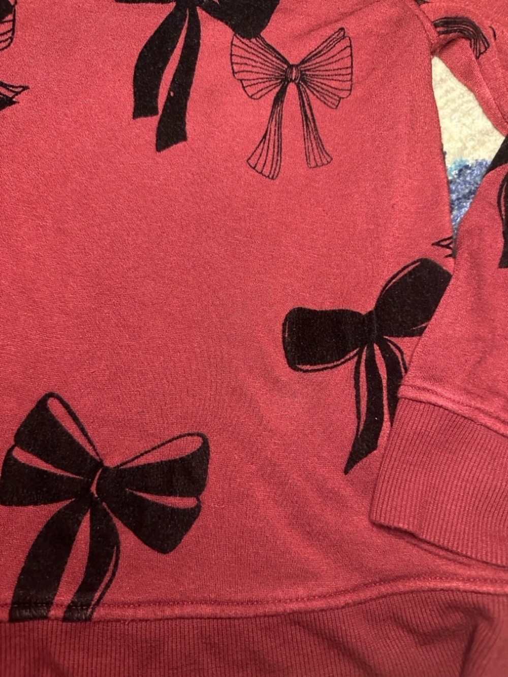 Jane & Delancey Sz Large Burgundy long sleeve shirt with bows - Picture 2 of 6
